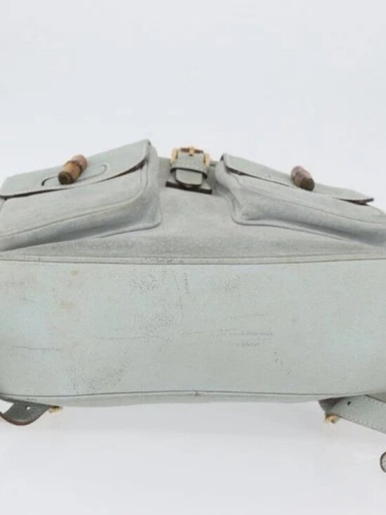 GUCCI Bamboo Backpack Suede Light Blue Gold 003 2058 0016 Auth LNZ552 main image 9